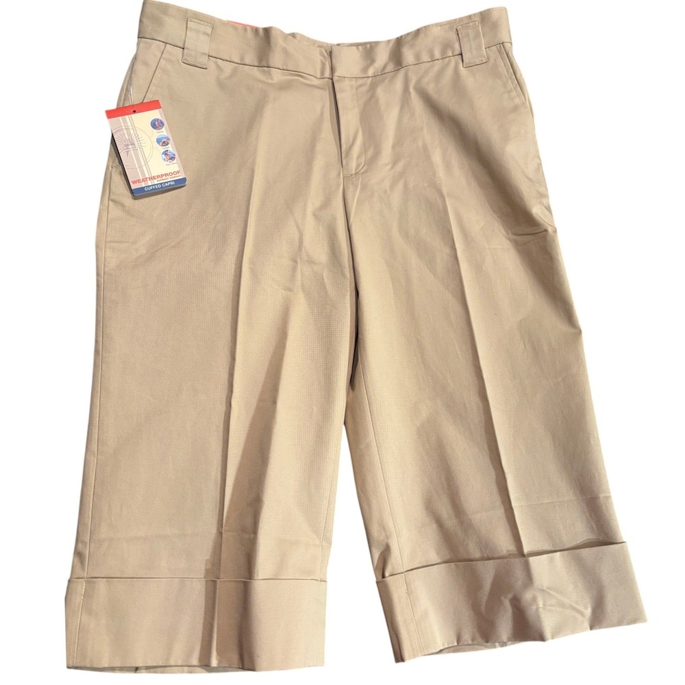 Weatherproof Garment Co Womens Cuffed Capri Pants Tan Khaki Size 12 SCWWP194 NEW
